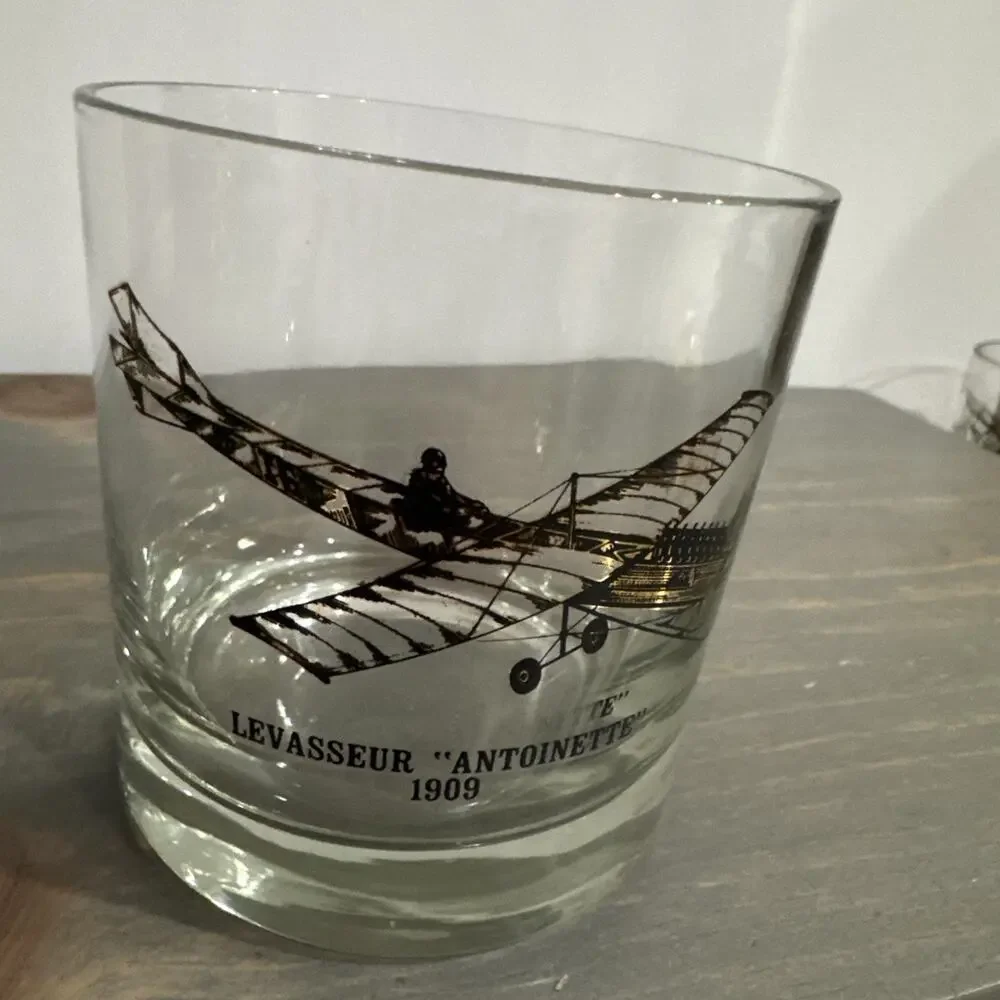 Vintage ‘Plane’ Bar Glass Tumbler 3 1/2